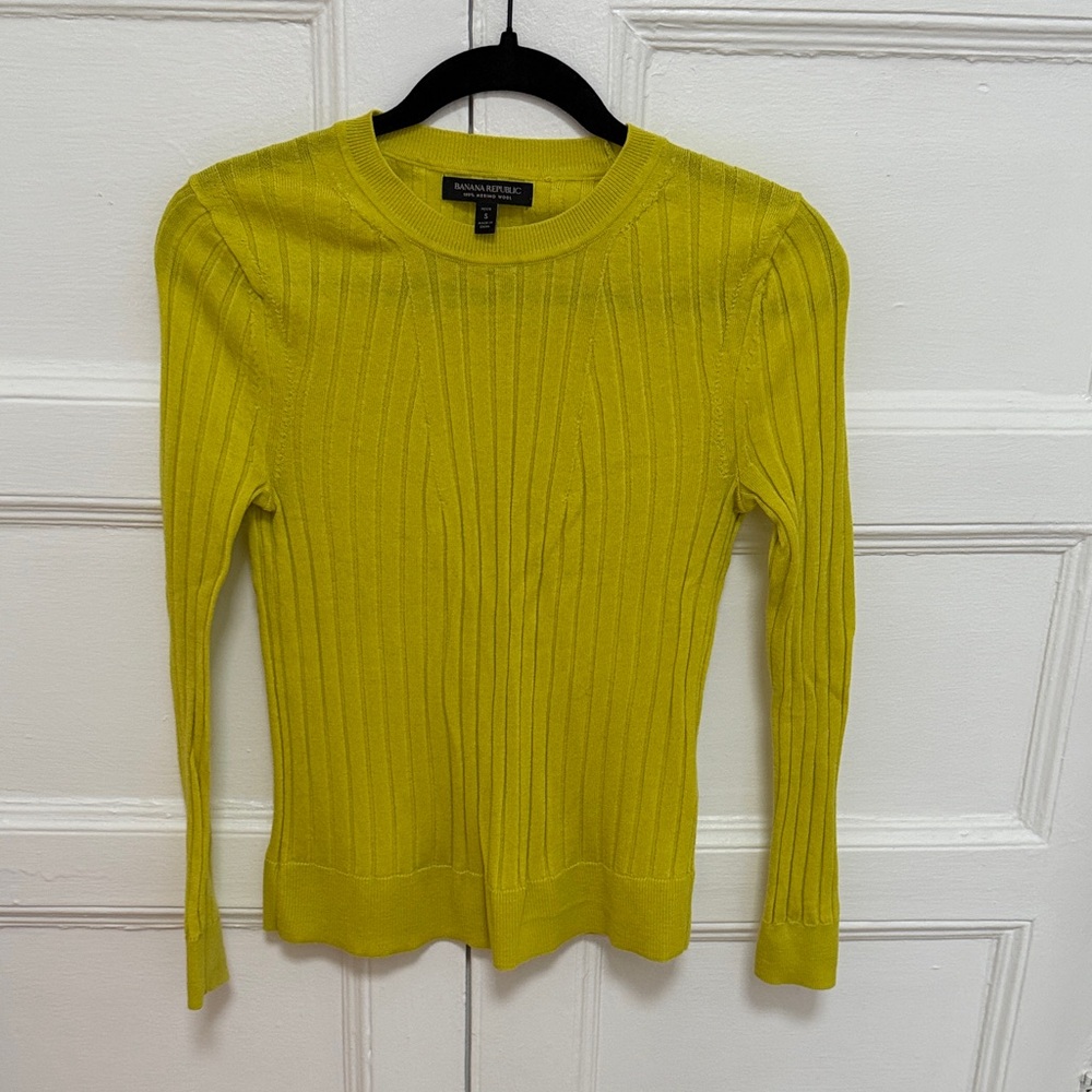Banana Republic Chartreuse Ribbed Knit Top